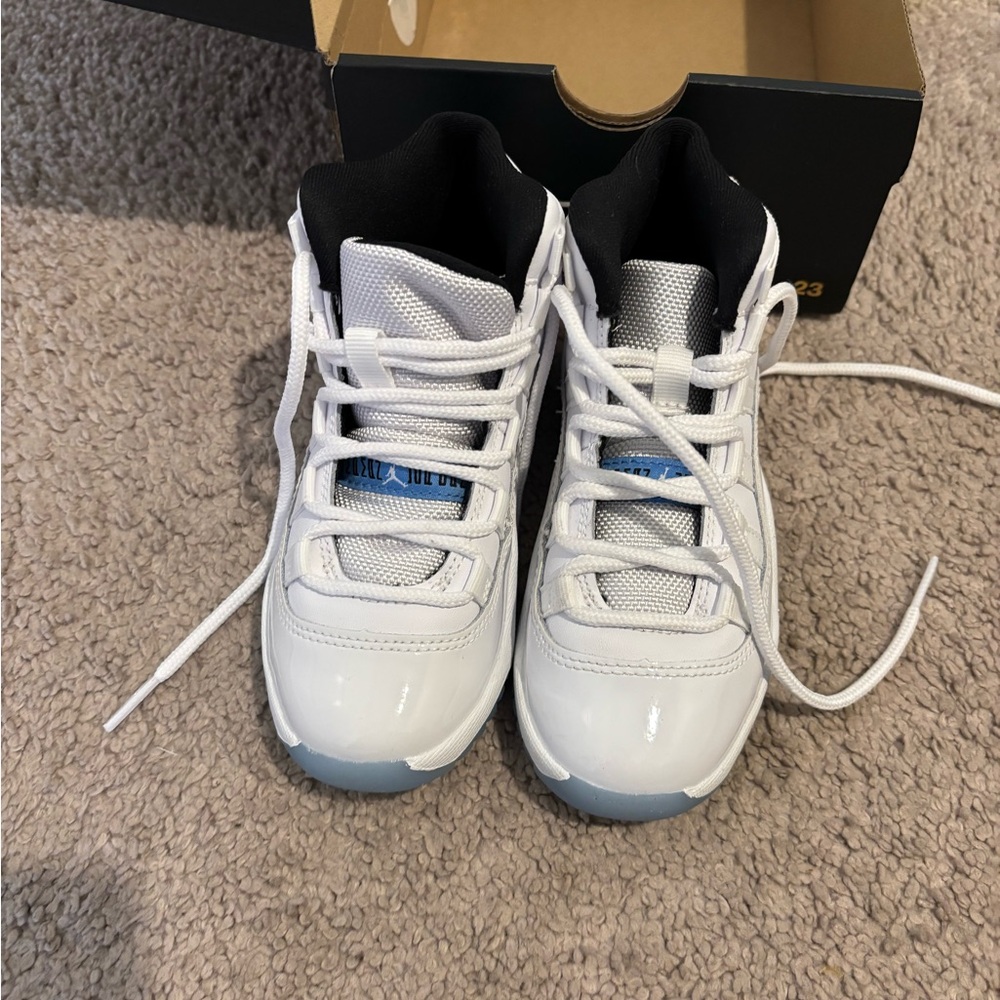 Kids White and Blue Jordan 11’s
